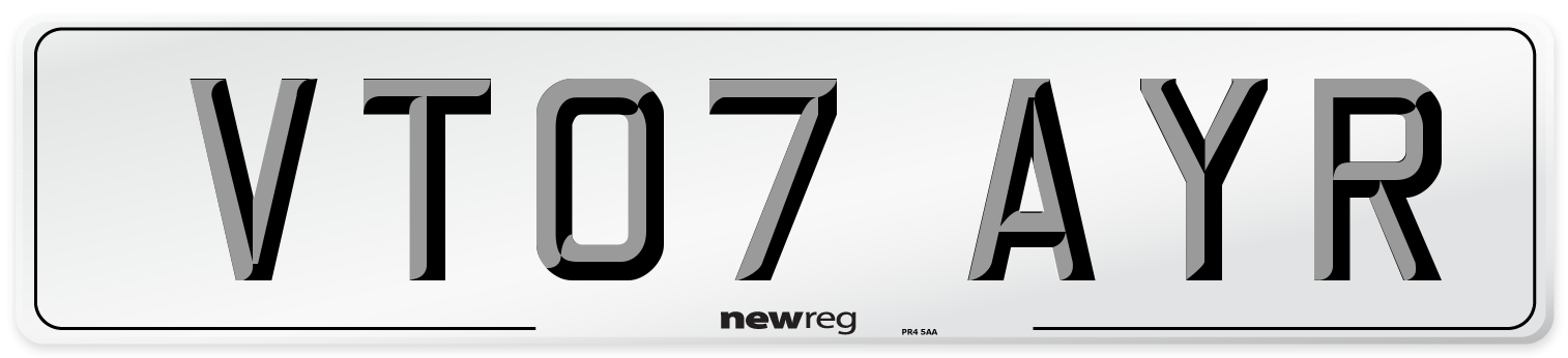 VT07 AYR Number Plate from New Reg